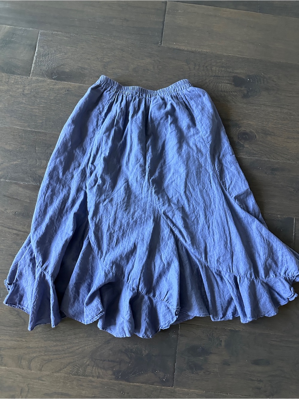 Women’s Gauze Blue Ruffle Hem Skirt